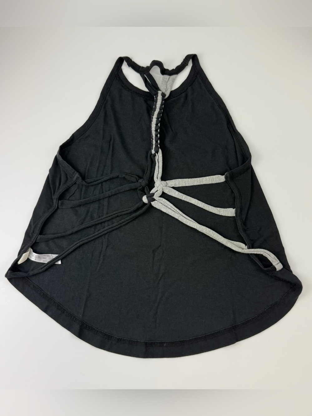Free People Top XS FP Movement Tank Twist Strappy Back Black Gray Cotton Blend